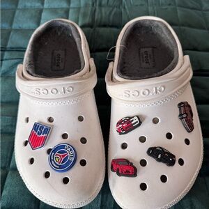 Crocs White Clogs with Car and USA Charms